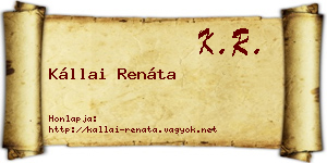Kállai Renáta névjegykártya